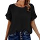 thumbnail image 1 of Gibobby Blusa de Trabajo de Manga Corta Camiseta manga corta doble capa color sólido verano para mujer(Negro,M), 1 of 5