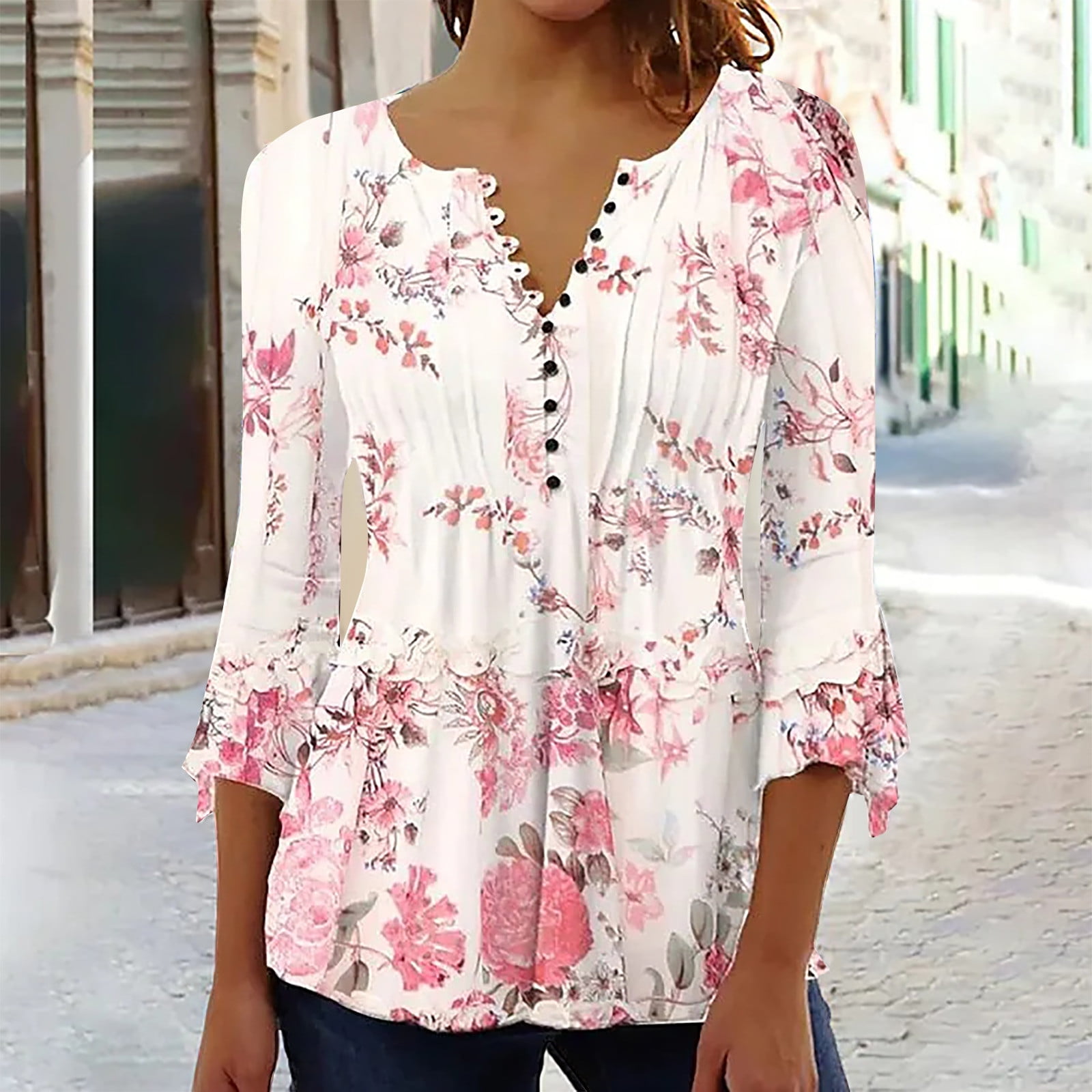 Pimelu Womens Tops Dressy Casual,Summer Tops for Women 3/4