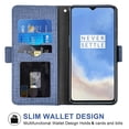 thumbnail image 2 of MINKUROW OnePlus 7T Case,iCoverCase Genuine Leather Wallet Case Slim Fit Folio Book Design with Stand and Card Slots Flip Case Cover for OnePlus 7T (Blue), 2 of 5