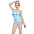 thumbnail image 2 of MUXiin Teen Girl Swimsuit One Piece Halter Ruffled Details Cute Swimsuits Quick Dry Stylish Design Beach Vacation Outfit Stretchy Rash Guard Set for Girls Playing In the Ocean, 2 of 9