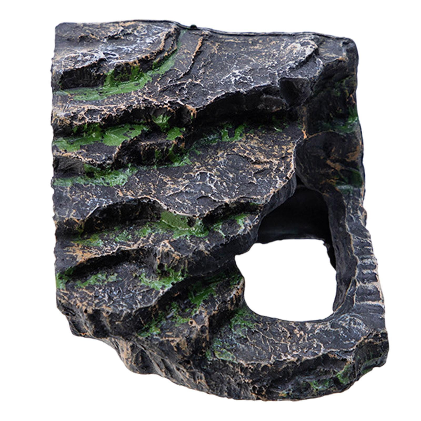 Serenable Bearded Dragon Tank Accessories Turtles Basking Reptile Cave Decorative Resin Reptile Rock Hideout for Frog Gecko