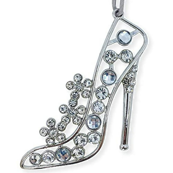 Crystal High Heel Shoe Ornament for Christmas Tree or Hanging Décor, 3.25 x 2.5