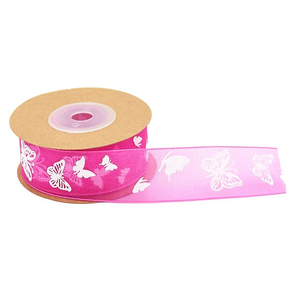 10m Estampado de Mariposa Accesorios de de Manualidades 25mm , roja de rosa mayimx Ribete de gasa impresa