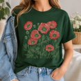 thumbnail image 5 of Poppy Linocut Floral T-Shirt, Vintage Boho Wildflower Tee, Cottagecore Unisex Cotton Shirt, August Birthday Gift, 5 of 9