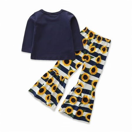 

KI-8jcuD Toddler Baby Girl Summer Clothes Baby Toddler Girl Long Sleeved Sunflower Outfit Set Cute Navy Letter Print Shirt Bell Bottoms 2 To 6 Years Cute Winter Clothes For Teen Girls Winter Clothes