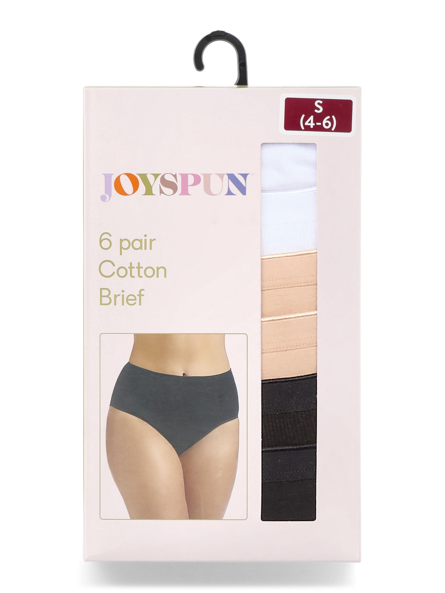 Joyspun Women's Cotton-Blend Brief Panties, 6-Pack, Sizes S-XXXL