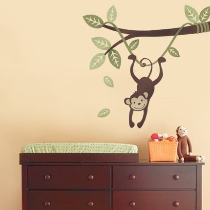 Monkey Hanging on a Branch Vine Wall Decal