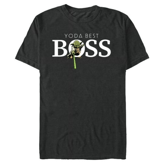 Star Wars Yoda Best Boss Lightsaber Birthday Employer Gift- Short Sleeve Blended T-Shirt for Adults - Customized-Dark Heather