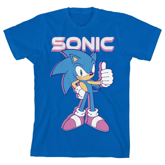 Sonic the Hedgehog Thumbs Up Youth Girl Royal Blue Short Sleeve Tee-Medium