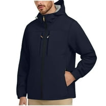 qucoqpe Men's Windproof Rainproof Hooded Jacket with Zip Pockets Loose Fitting Casual Hiking Running Fishing Coat