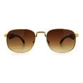 thumbnail image 7 of Mens Luxury Oversize Wood Buff Rectangle OG Gangster Sunglasses Gold Brown - Brown, 7 of 7