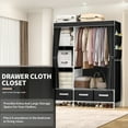 thumbnail image 3 of Portable Closet Organizer,Brochao Bedroom Wardrobe with 3 Drawers,4 Shelves,Clothes Storage,Black, 3 of 11