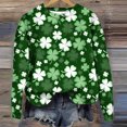 thumbnail image 1 of Qiopertar Mode Femmes Saint-Patrick Décontracté Manches Longues Col Rond Imprimé Chandail en Molleton Dames Hauts Blouse Offres de la Semaine Liquidation Moins de 5$ jusqu'à 90 % de Réduction, 1 of 4