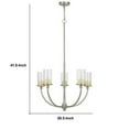 thumbnail image 5 of Benjara Metal Chandelier with 5 Cylindrical Glass Shades, Silver, 5 of 5