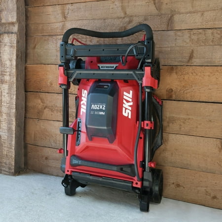 Skil - 20-Volt PWR CORE 20 18-Inch Push Lawn Mower (2 x 4.0Ah Batteries and 1 x Dual Port Charger) - Red/Black