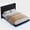 Flannel Black, variant on Modern Floating Bed Frame with LED Lights – Soft Fabric Upholstered Storage Headboard – Noise-Free Platform, Easy Assembly, No Box Early Season – Queen Size, Pure White