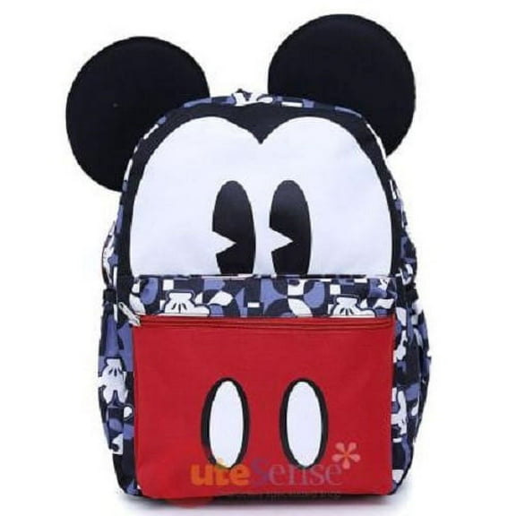 Disney Mickey Mouse Large School Backpack With Ears Black 16"