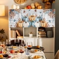 thumbnail image 7 of Harvest Pumpkin Valances for Windows, 42 x 18in, Fall Thanksgiving Orange Blue Leaf Wood Texture Rod Pocket Kitchen Valance Curtain Light Filtering Window Treatments for Living Room Bedroom, 1 Panel, 7 of 7