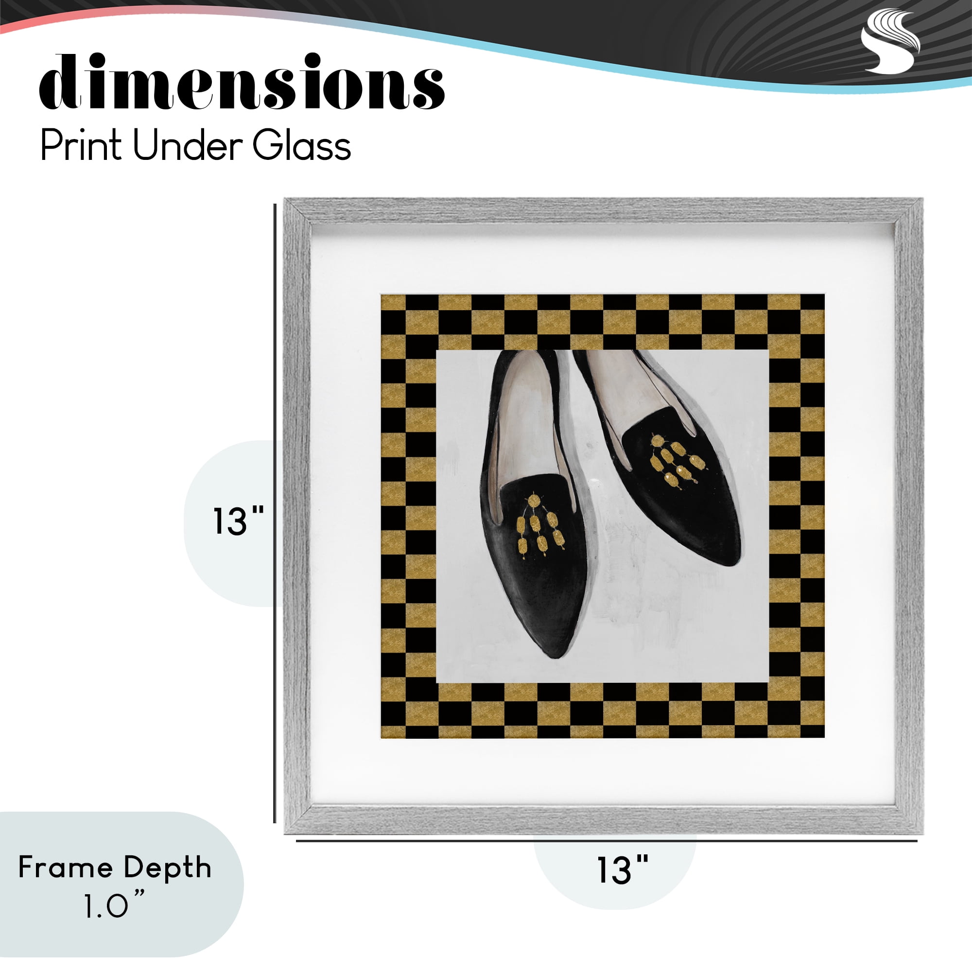 Stupell Industries Luxe Black Flats Gray Framed Print Under Glass, design by Lorenzo Collective