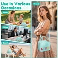 thumbnail image 3 of Insulated Lunch Bag for Women, Reusable Lunch Tote Bag with Shoulder Strap and Embroidery Letters, Small Thermal Cooler Bag for Work, School, Picnic, Green, 3 of 8
