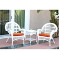 thumbnail image 3 of Jeco Ensemble de Conversation en Osier 3 Pcs, Blanc avec Coussins Orange, 3 of 3
