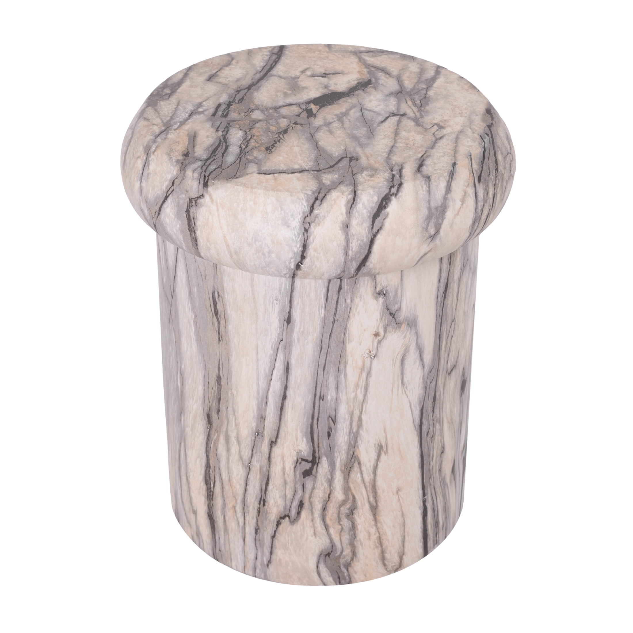 Christopher Knight Home 18.1" Modern MGO Sculptural Round Side Table, Natural Ink Marble Travertine Finish