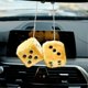 thumbnail image 4 of A pair of retro square mirrors hanging couple plush dice with dots car interior decoration, 4 of 5