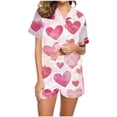 thumbnail image 6 of Women Pajama Sets Pajama Sets Women Printed Stand Up Collar Pocket Short Sleeved Top Shorts Home Wear Pajama Set Pink L, 6 of 9