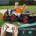 thumbnail image 7 of 24V Kids Ride on Excavator Digger Toy Cars, Ride on Construction Toy w/4-in-1 Construction Attachments (Excavator, Dump Truck & Bulldozer), Electric Tractor Car w/Remote Control, Swivel Seat, Orange, 7 of 7