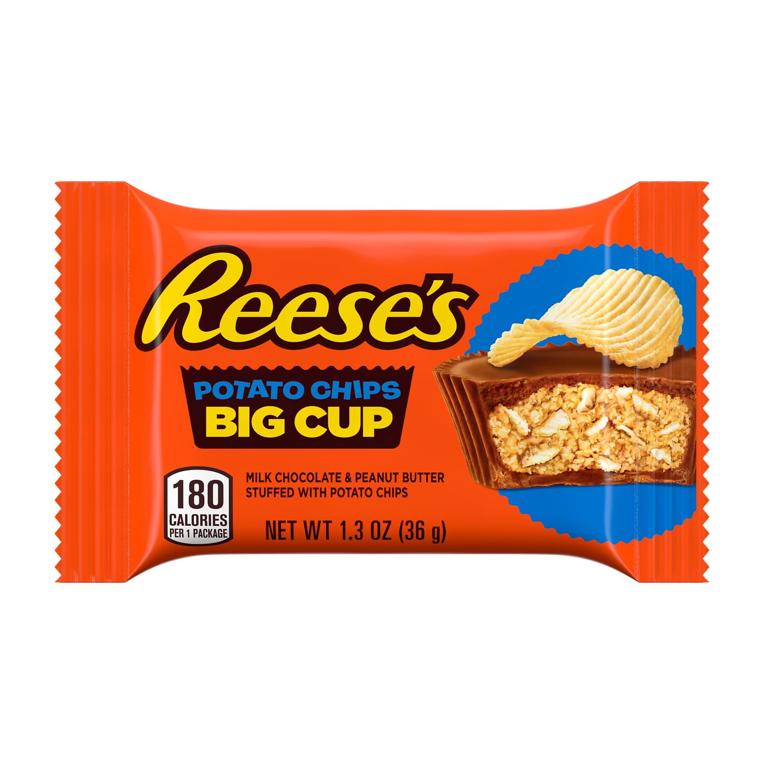 REESE'S, Big Cup Milk Chocolate Peanut Butter with Potato Chips Cups Candy, Gluten Free, 1.3 oz, Pack