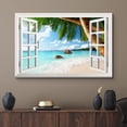 thumbnail image 2 of wall26 Canvas Print Wall Art Window View of Tropical Palm Tree &amp; Beach Nature Wilderness Photography Realism Rustic Landscape Colorful Multicolor Ultra for Living Room, Bedroom, Office - 32", 2 of 5