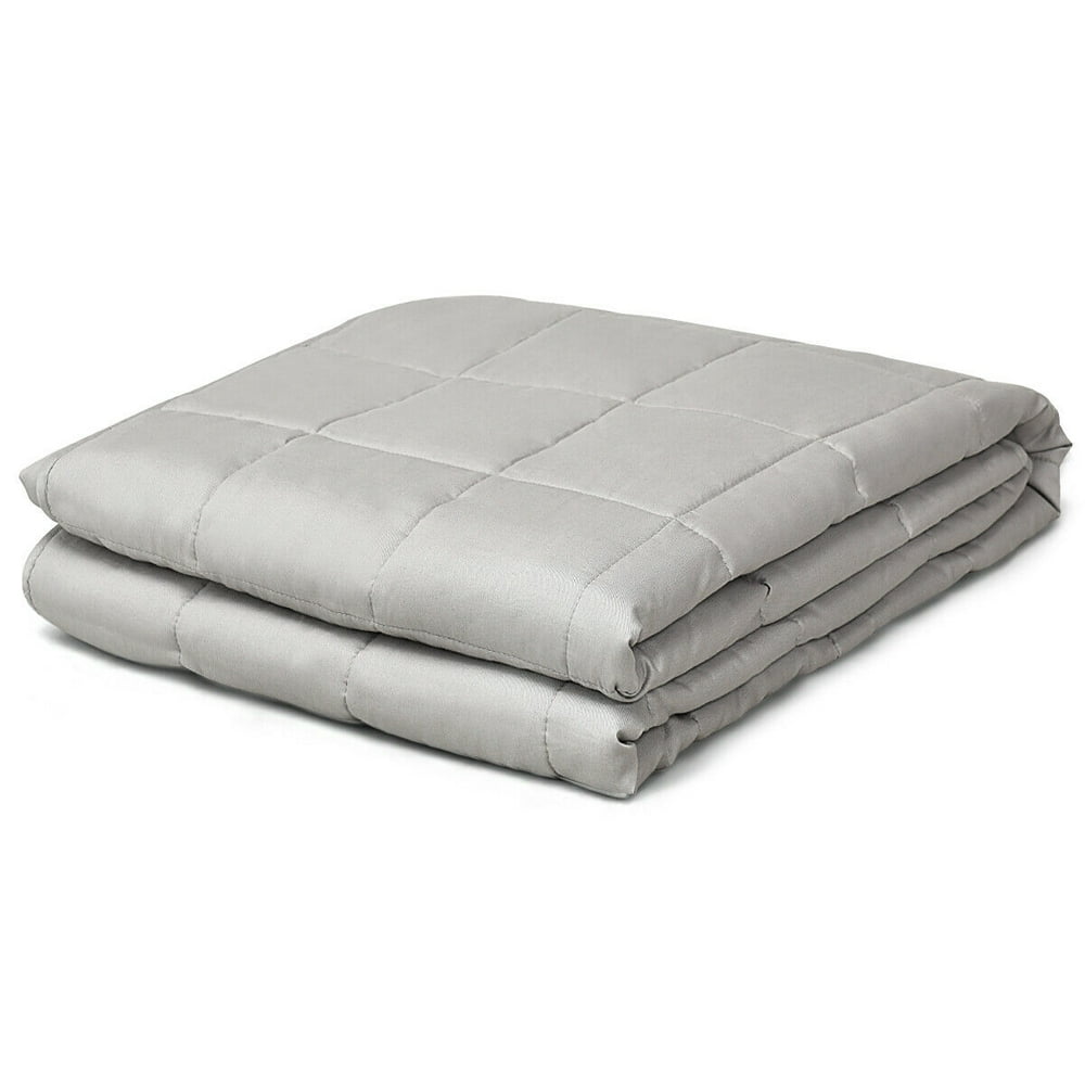 Weighted Blankets 100% Cotton w/ Glass Beads Light Grey 20 lbs, 60'' x