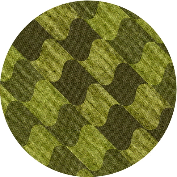 Ahgly Company Machine Washable Indoor Round Transitional Pistachio Green Area Rugs, 5' Round