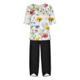 thumbnail image 4 of Nrmvnmi Women's Summer 2 Piece Outfits Casual Floral Prints Short Sleeve Pajama Tops Wide Leg Pants Lounge Sets Tracksuits Mothers Day Gifts, 4 of 5