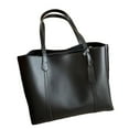thumbnail image 3 of yuksok Women PU Leather Tote Bag Beach Purse Fashion Lady Handle Bag Casual Handbag Black, 3 of 9