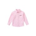 thumbnail image 3 of Boys Solid Long Sleeve Button Down Shirt, Kids Lapel Collar Pocket Embroidered Casual Dress Top Slim Fit Uniform Blouse for Back to School Daily Wear(Pink,6-7 Years), 3 of 5