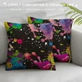 thumbnail image 3 of GOSMITH Throw Abstract Graffiti Pillow Cover Colorful Neon Paint Splatters on Black Square Decorative Throw Pillow Cushion Case for Home Couch Living Room Bed Sofa Car Pillowcase, 3 of 5