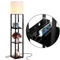 thumbnail image 1 of Brightech Maxwell Lampadaire Tour Debout avec Étagères et Port USB, Noir, 1 of 10