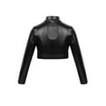 thumbnail image 2 of iEFiEL Kids Girls Long Sleeves Glossy Metallic Tops Crop Top for Dancing Stage Performance Black 12, 2 of 5