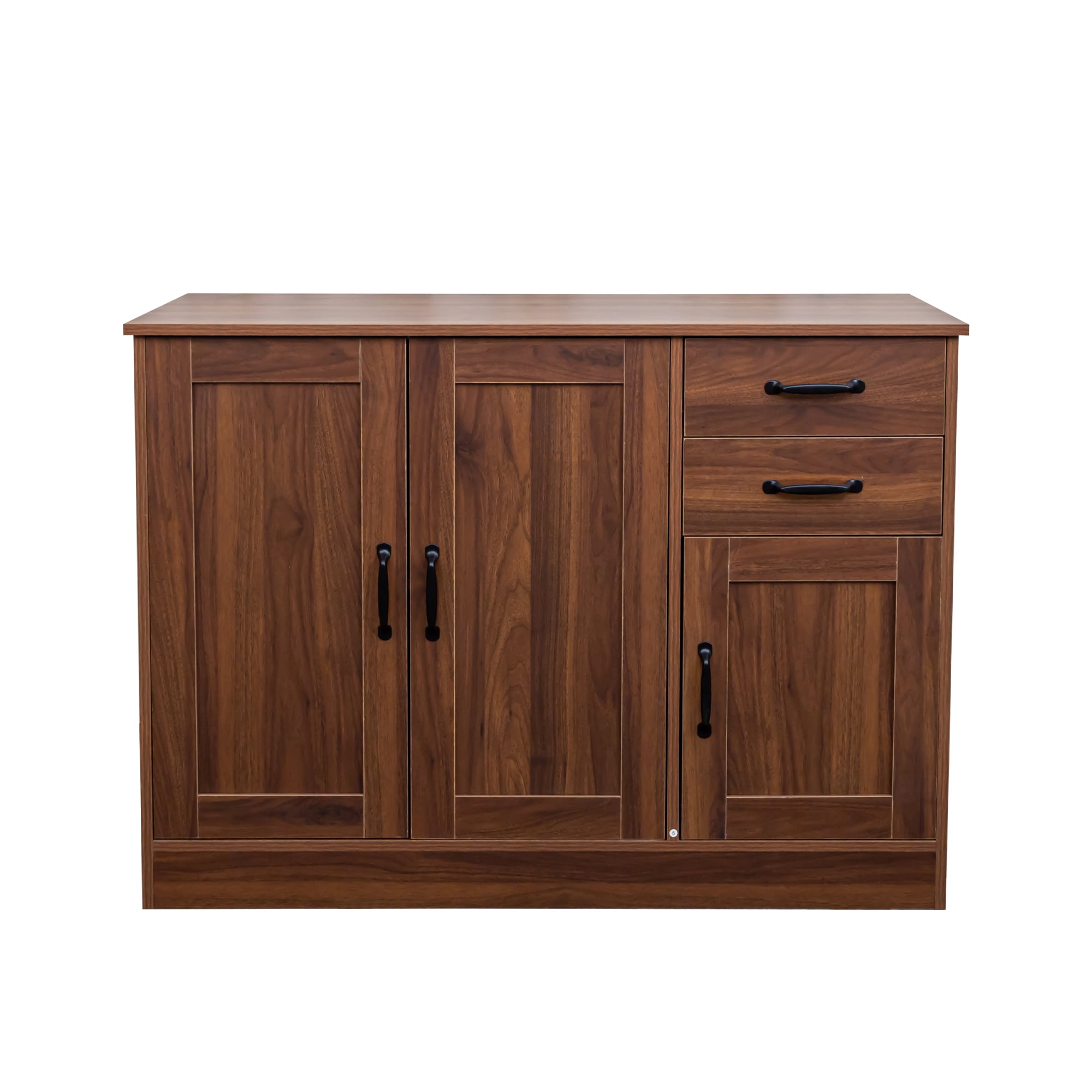 Buffet Sideboard, Storage Cabinet, Wooden Console Table with 2 Doors 2 Drawers, Adjustable Shelves, MDF Frame, Melamine Finish, Walnut Finish for Dining Room Living Room Hallway