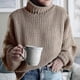 thumbnail image 3 of Women Knit Turtleneck Twist Winter Warm Sweater Pullover Coat, 3 of 5