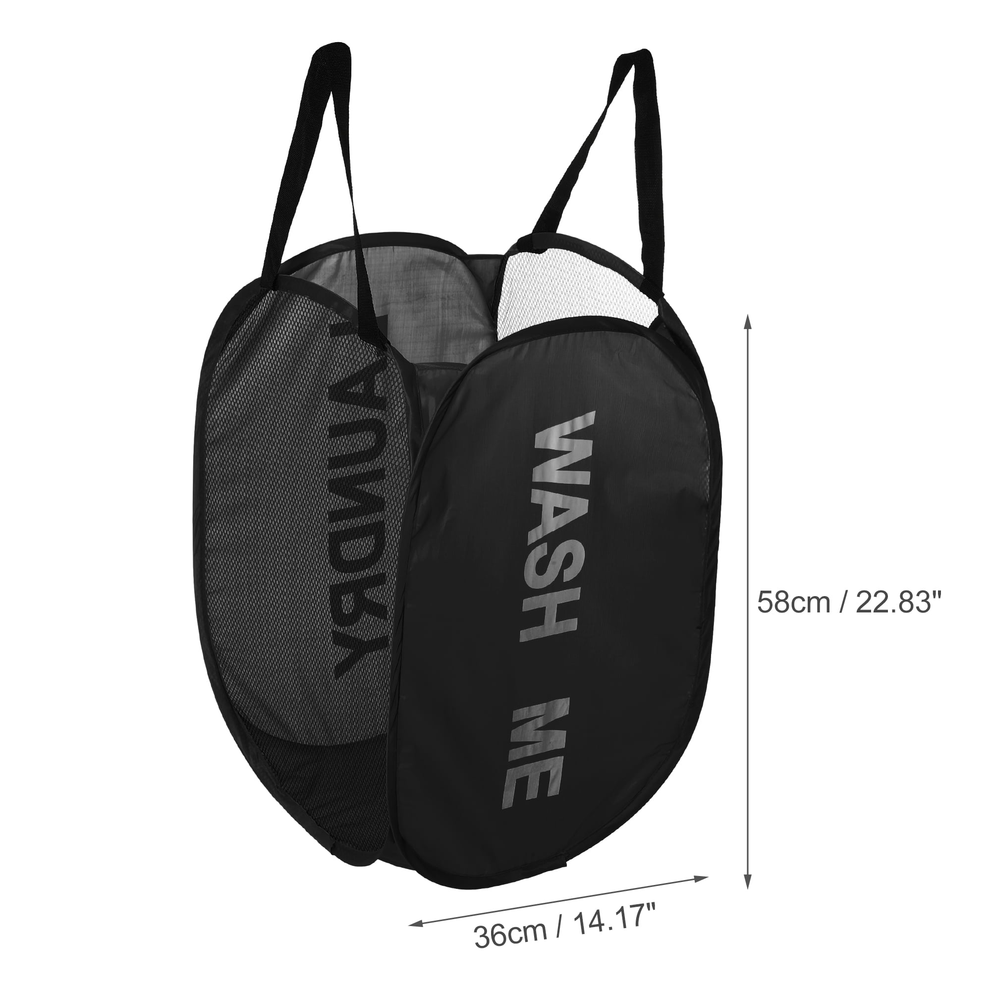 Unique Bargains Folding Laundry Basket Durable Hamper for Bathroom Black