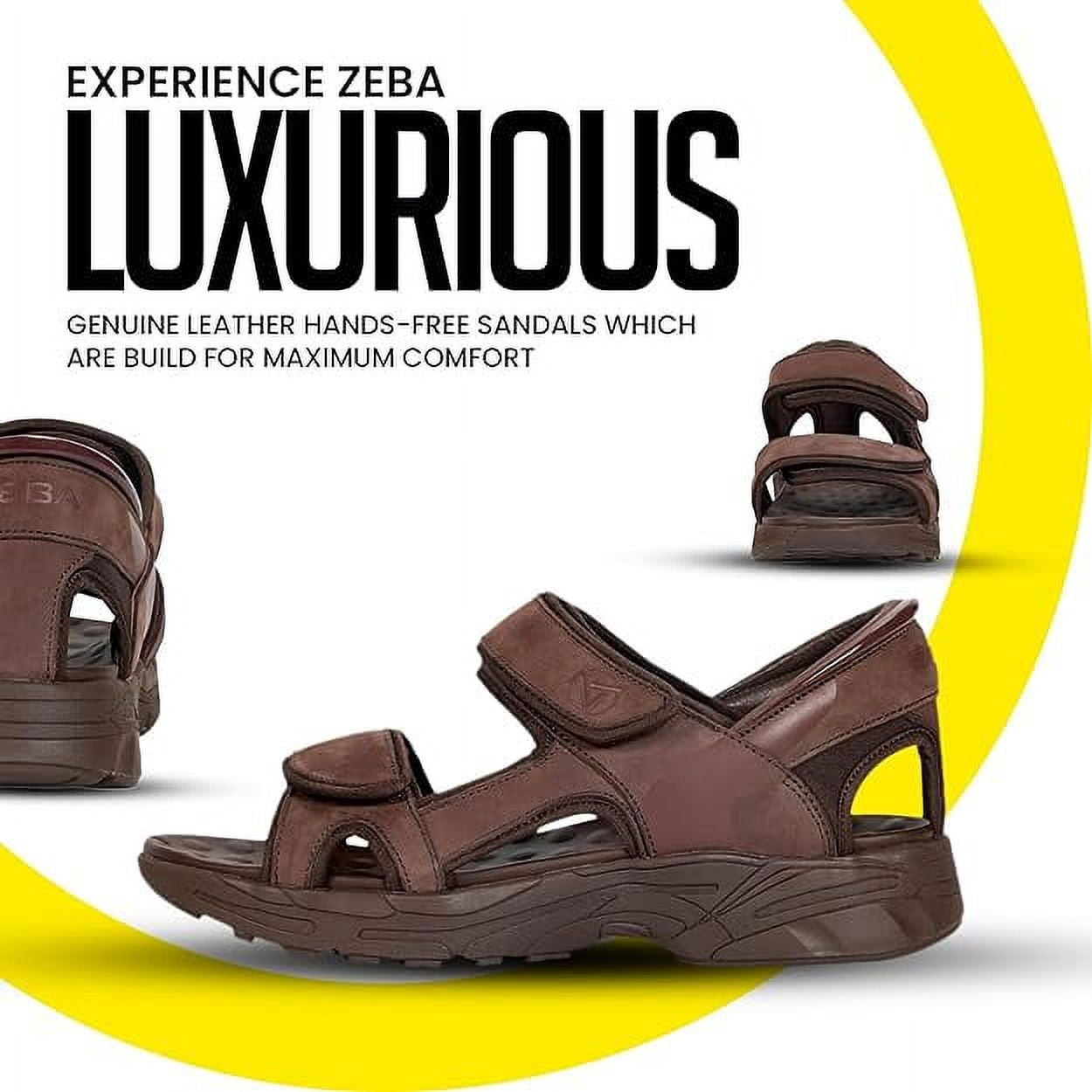 Zebra men’s Desert Sand Easy slip brown leather sandals size 12, style ZSD302 Zeba Men main image 3