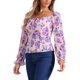 thumbnail image 4 of INSPIRAR CHIC Blusa Elegante de Manga Larga con Cuello Cuadrado y Fruncido Floral para Mujeres XS Rosa, 4 of 6