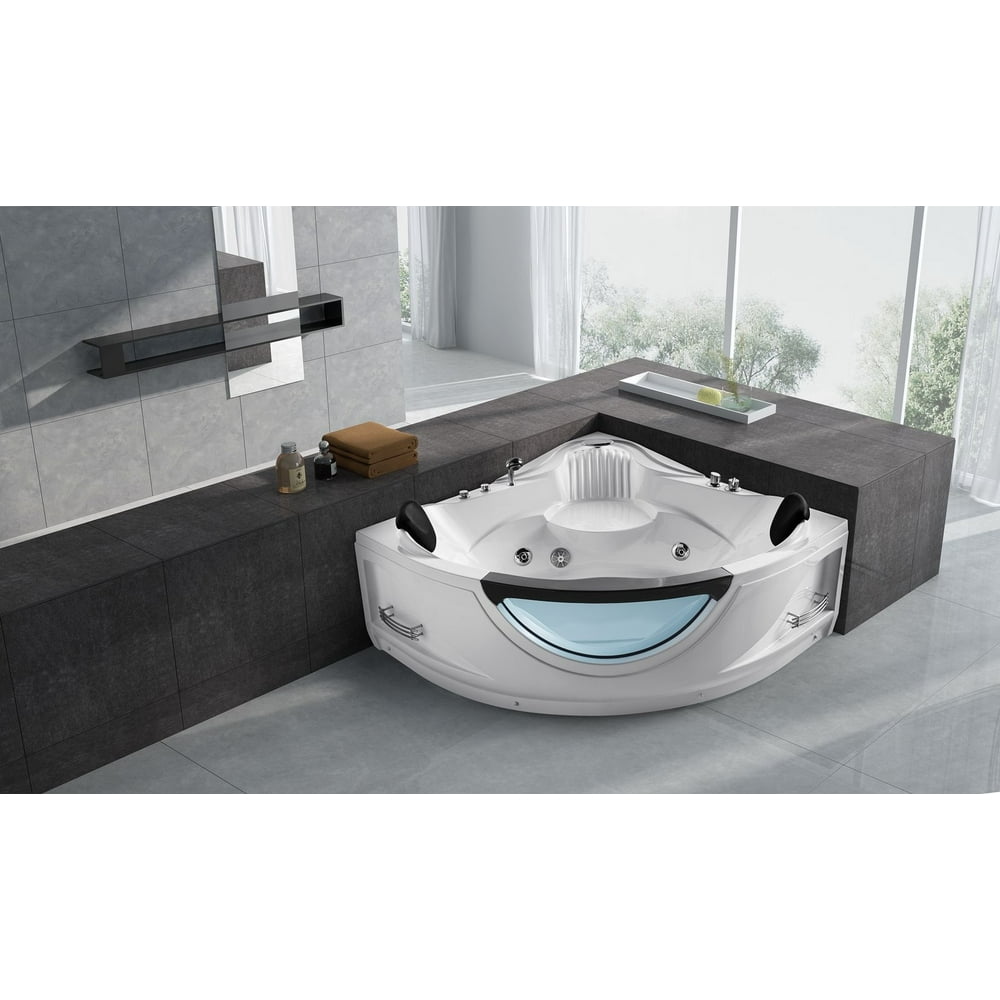 Empava 59" Luxury 2 Person Hydromassage Corner SPA Tub Freestanding