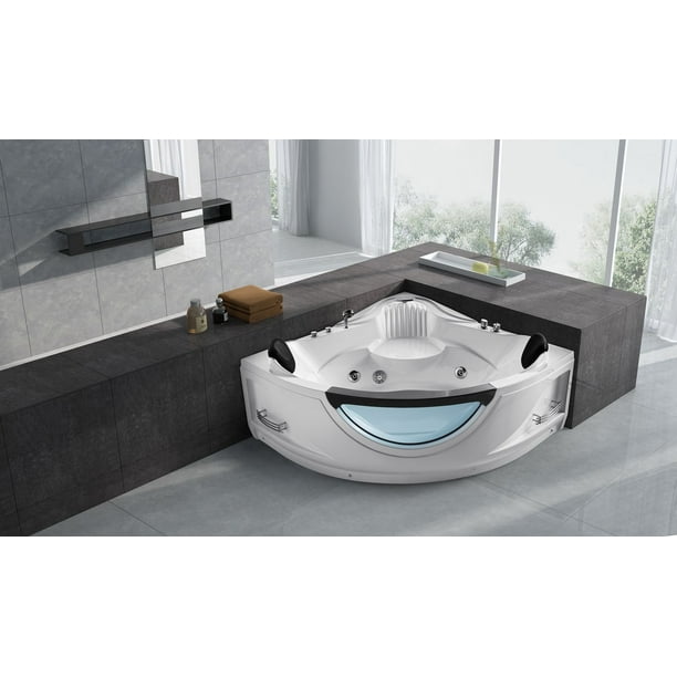 Empava 59" Luxury 2 Person Hydromassage Corner SPA Tub Freestanding