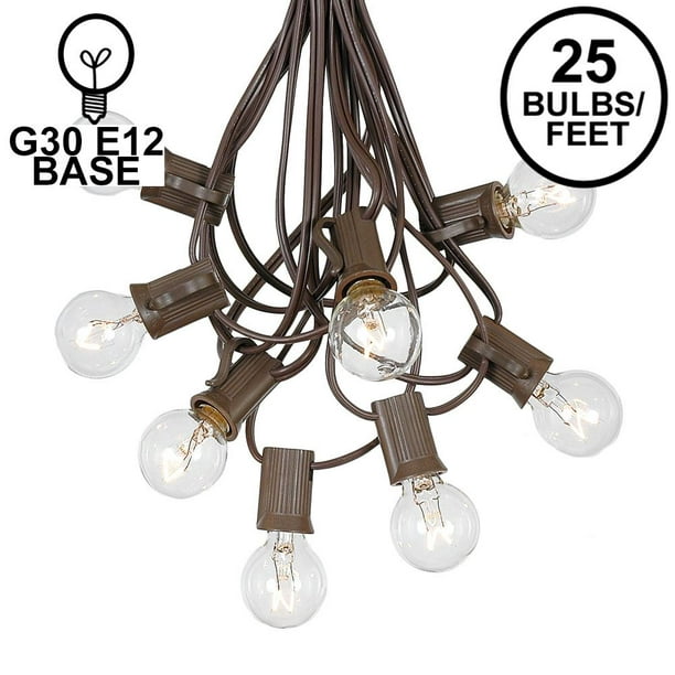 25 Foot G30 Outdoor Patio String Lights, Round Bulb String Lights