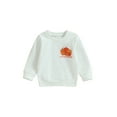 thumbnail image 1 of Gupgi 0-3 Ans Garçon Fille Chandails en Molleton Citrouille Chandail d'Automne Col Rond Manches Longues Hauts Blancs, 1 of 8