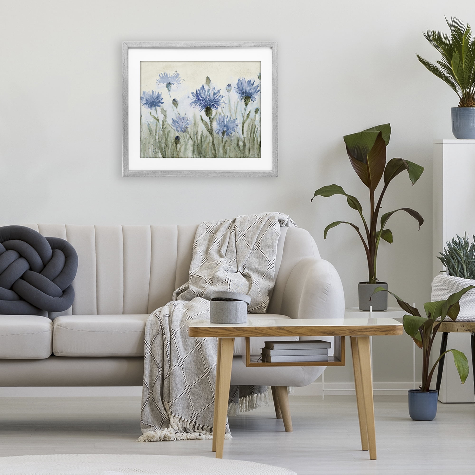 Stupell Industries Blue Cornflowers Meadow Gray Framed Print Under Glass, design by Lanie Loreth