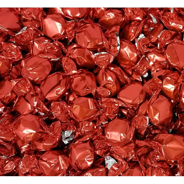 Primrose Hard Candy Buttons Cherry Flavored, Red Metallic Foiled, Bulk